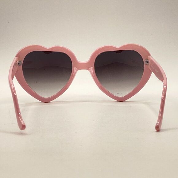 0953 Debbie Oversized Heart Shaped Sunglasses Pink Frames Grey Lenses UV… - Picture 5 of 9